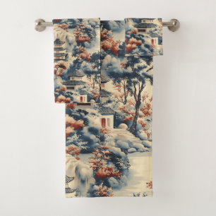 Conjunto De Toalhas Serene Pagodas em Paisagem Montanhosa