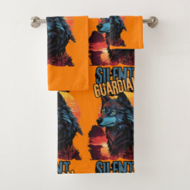 Conjunto De Toalhas Serenidade Selvagem: Lobo Azul e Harmonia Solar