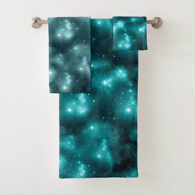 Conjunto De Toalhas Série Teal Galaxy Design 3 (Insitu)