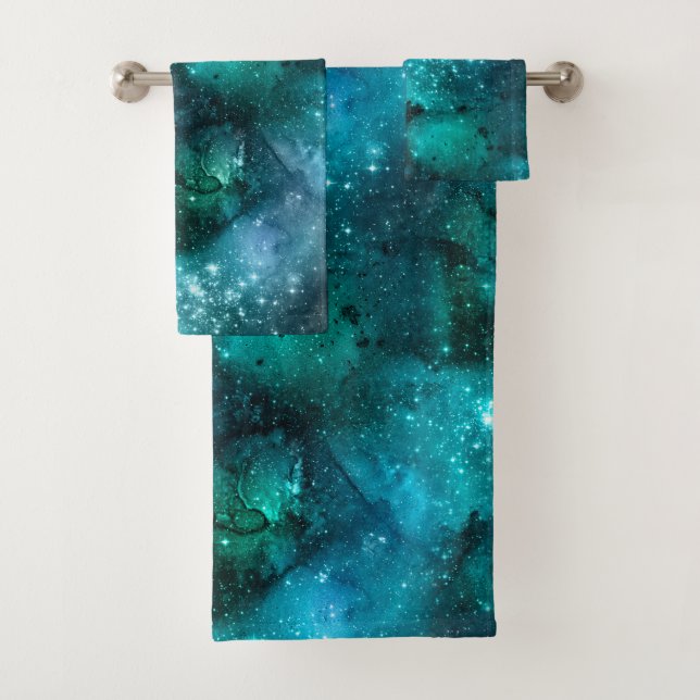 Conjunto De Toalhas Série Teal Galaxy Design 6 (Insitu)