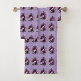 Conjunto De Toalhas Serviette de Bain - Bouquet de Violettes