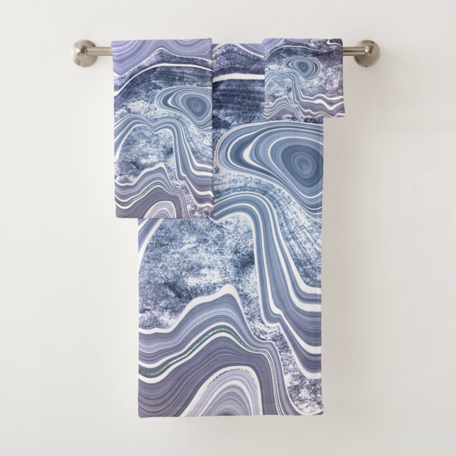 CONJUNTO DE TOALHAS SET OCEAN BLUE MARBLE MARBLE TOWEL (Insitu)