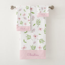 Conjunto De Toalhas Set toallas de baño Flores y hojas de primavera