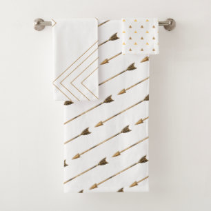 Conjunto De Toalhas Setas brancas & Dourados geométricas na moda