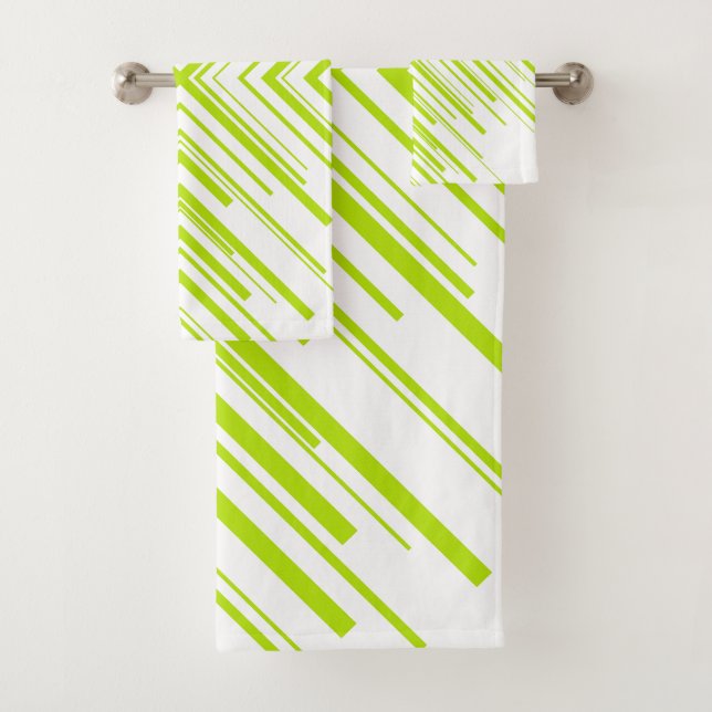 Conjunto De Toalhas Setas em Verde limão e Branco (Insitu)