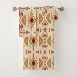 Conjunto De Toalhas Setas Tribais, Apricot, Borgonha, Tan