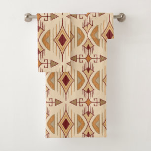Conjunto De Toalhas Setas Tribais, Apricot, Borgonha, Tan