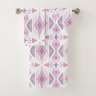 Conjunto De Toalhas Setas Tribais Boêmicas, Azul, Rosa, Pêssego