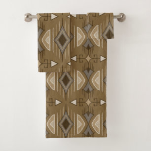 Conjunto De Toalhas Setas Tribais, Castanho, Creme, Cinzas