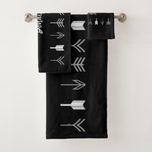 Conjunto De Toalhas Setas tribais em preto