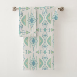 Conjunto De Toalhas Setas Tribais, Vidro Marítimo, Azul, Creme, Sage