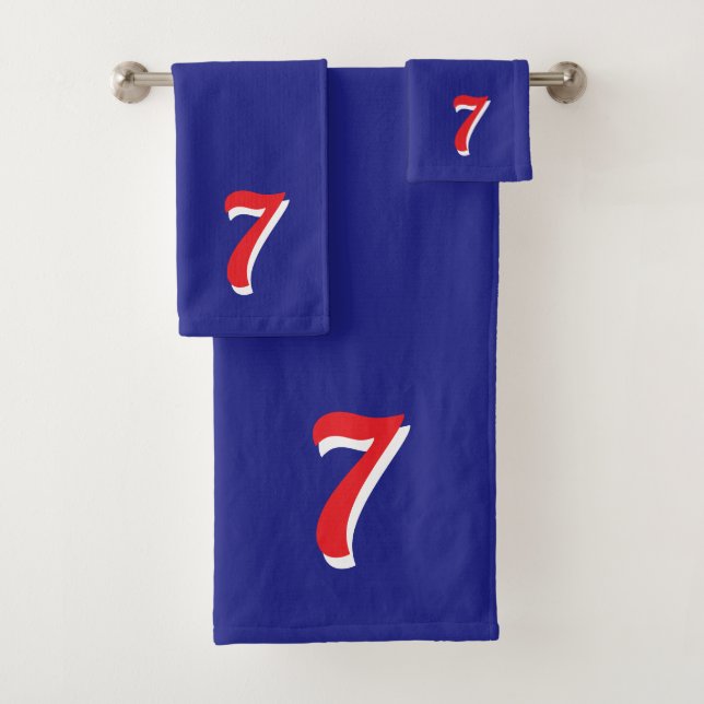 Conjunto De Toalhas Sete da Sorte Vermelho em Azul (Insitu)