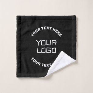 Conjunto De Toalhas Seu logotipo ou imagem e texto editável Preto &