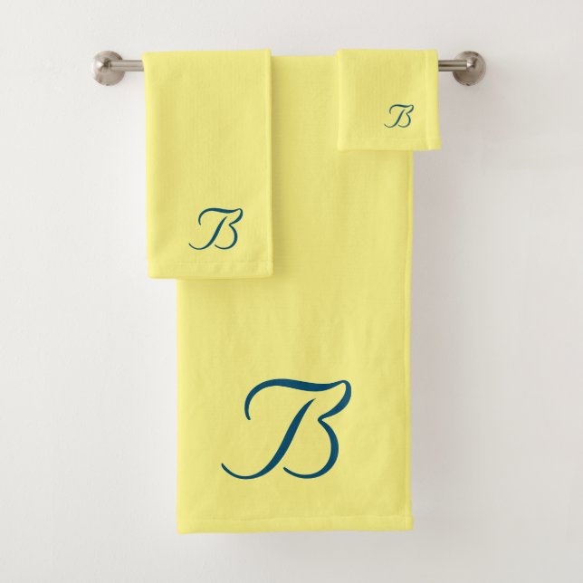 Conjunto De Toalhas Seu Monograma B Amarelo (Insitu)