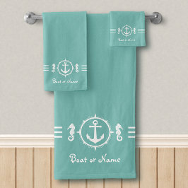 Conjunto De Toalhas Seu Nome De Barco Seacavalo Anchor Bath Towel Set 
