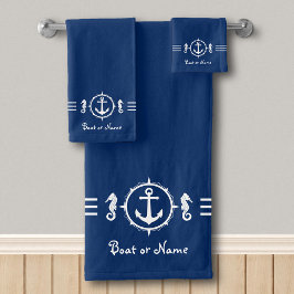 Conjunto De Toalhas Seu Nome De Barco Seacavalo Anchor Bath Towel Set 