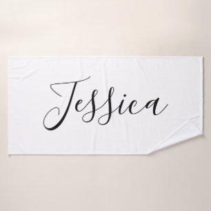 Conjunto De Toalhas Seu nome Script Elegante