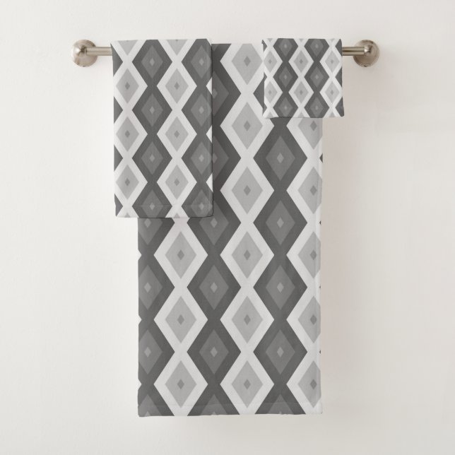 Conjunto De Toalhas Shades of grey diamond pattern (Insitu)