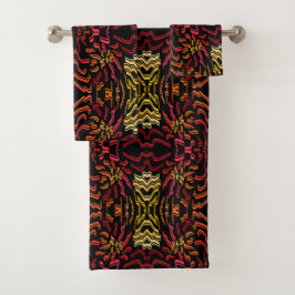 Conjunto De Toalhas Shades Of Orange Red Yellow Ribbon Art Design