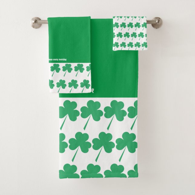 Conjunto De Toalhas SHAMROCK Rua a escritura personalizada VERDE de Pa (Insitu)