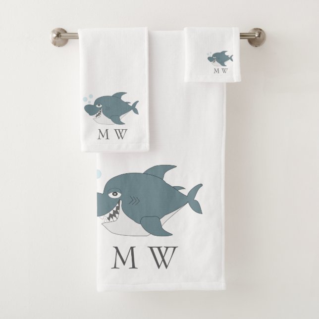 Conjunto De Toalhas Shark Design Monogrammed (Insitu)