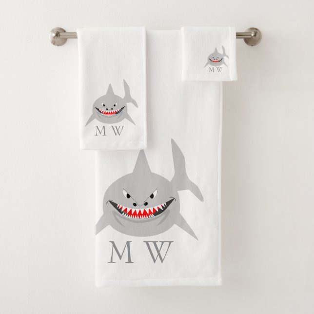 Conjunto De Toalhas Shark Design Monogrammed (Insitu)