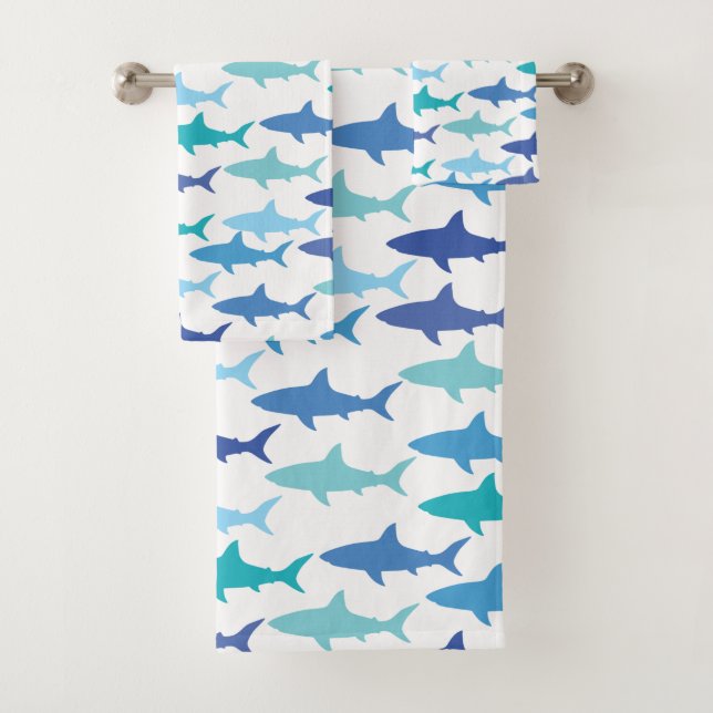 Conjunto De Toalhas Sharks Silhuettes Shades de Azul  (Insitu)