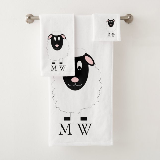 Conjunto De Toalhas Sheep Design Monogrammed (Insitu)