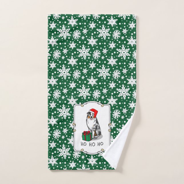 Conjunto De Toalhas Shepherd australiano de Natal (bronzeado azul de m (Toalha de mão)