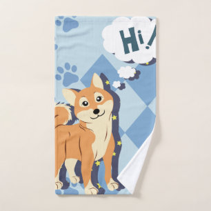 Conjunto De Toalhas Shiba pensativo Inu