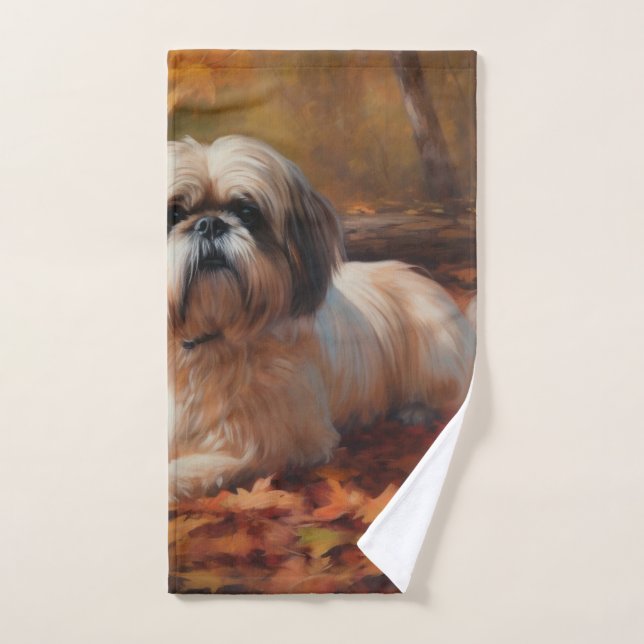 Conjunto De Toalhas Shih Tzu no outono deixa cair inspiração (Toalha de mão)