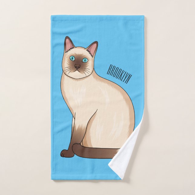 Conjunto De Toalhas Siamese cat cartoon illustration  (Toalha de mão)