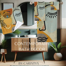 Conjunto De Toalhas Silhueta de face gráfica contemporânea