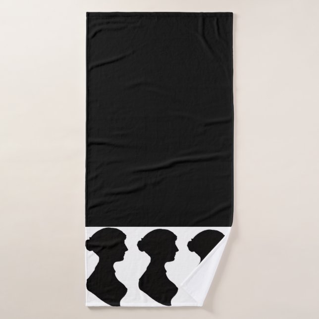 Conjunto De Toalhas Silhueta de Jane Austen em Preto (Toalha de Banho)
