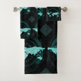 Conjunto De Toalhas Silhueta do mapa do mundo