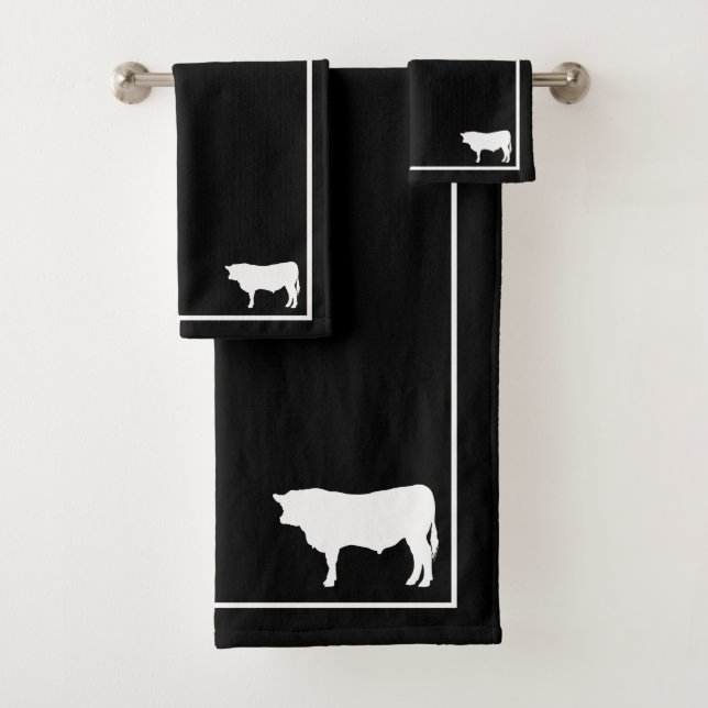 Conjunto De Toalhas Silhuette Modern Farmhouse Black & White (Insitu)