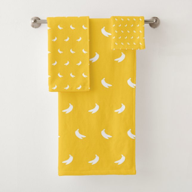 Conjunto De Toalhas Silhuettes de Pequenas Bananas Brancas em Amarelo (Insitu)