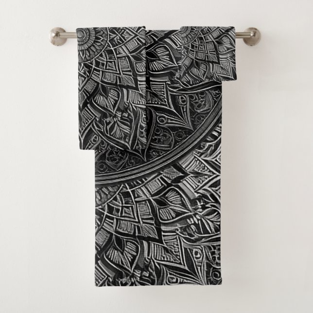 Conjunto De Toalhas Silver Mandala Towel Set (Insitu)