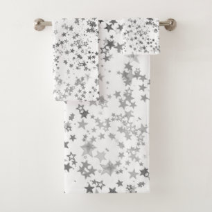 Conjunto De Toalhas Silver Whimsic Stars on White