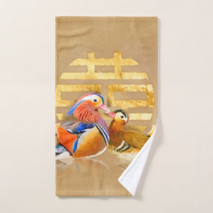 Conjunto De Toalhas Símbolo de Patos Mandarim e Felicidade Dupla