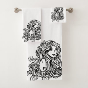 Conjunto De Toalhas Símbolo e Sinal do Virgo Zodiac