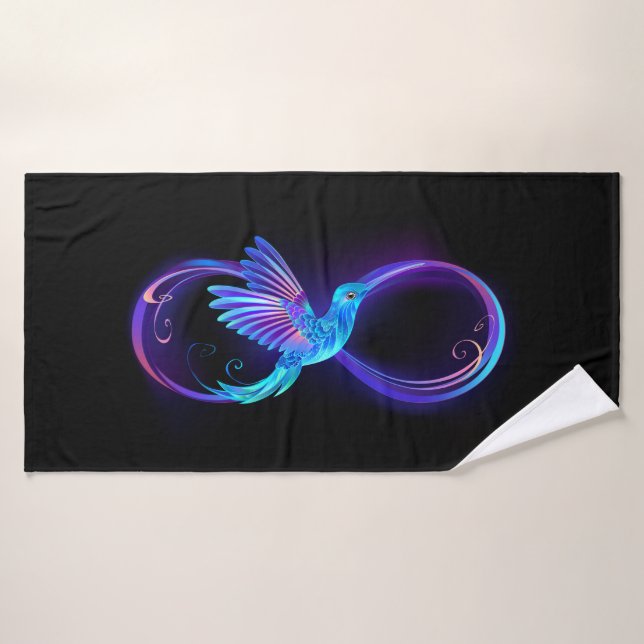 Conjunto De Toalhas Símbolo Neon Infinity com Hummingbird brilhante (Toalha de Banho)