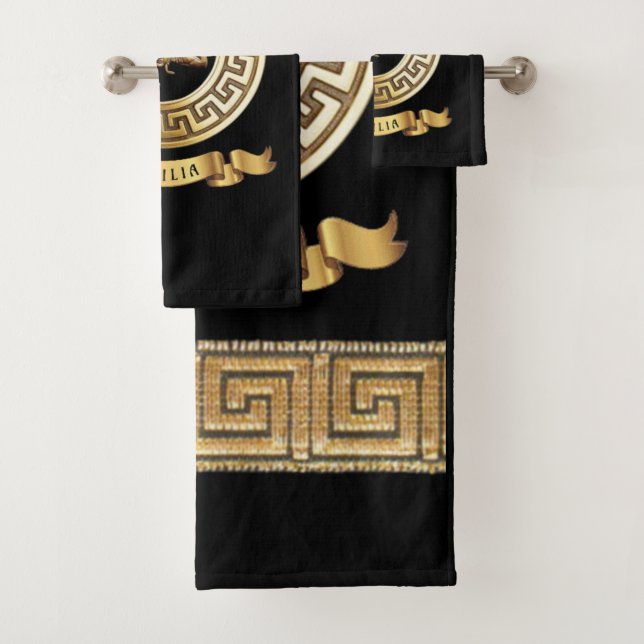 Conjunto De Toalhas Símbolo Sicília (com Trinacria) Bath Towel Set (Insitu)