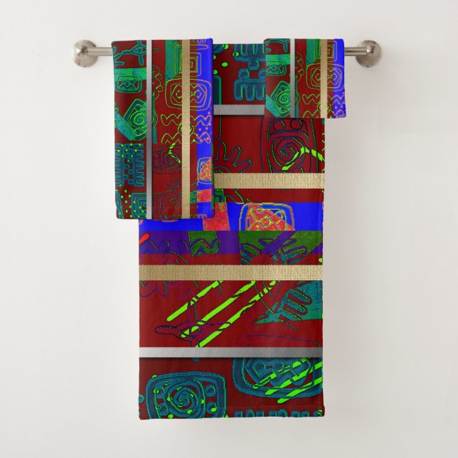 Conjunto De Toalhas Símbolos Abstrato afrocentricos (Insitu)