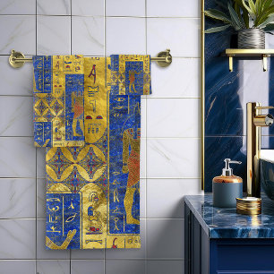Conjunto De Toalhas Símbolos Dourados egípcios no Lazuli de Lapis