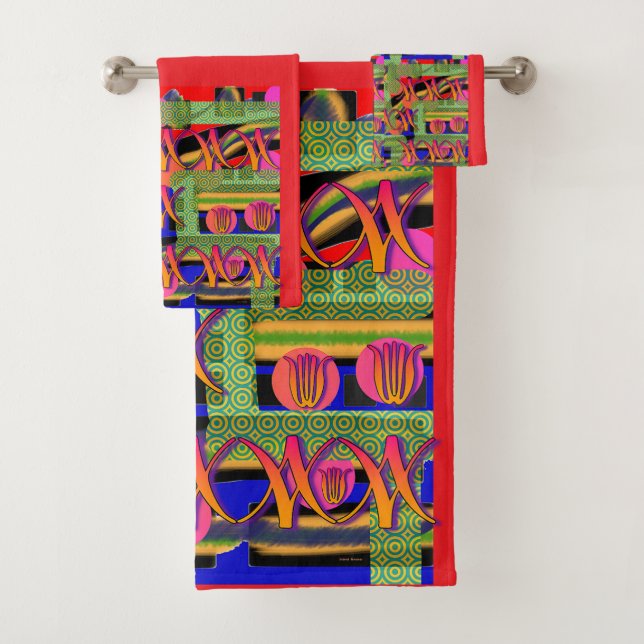 Conjunto De Toalhas Símbolos E Flora Corte Vermelho (Insitu)