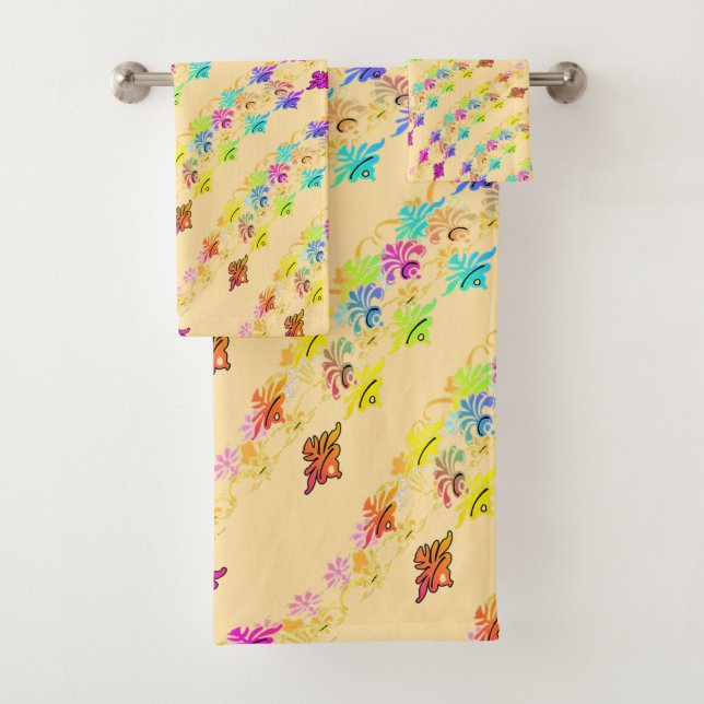 Conjunto De Toalhas Símbolos Florais Amarelo Pálido   (Insitu)