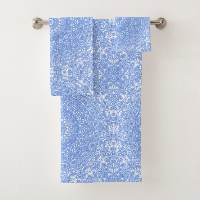 Conjunto De Toalhas Simetria de Mandala Azul Centáurea (Insitu)