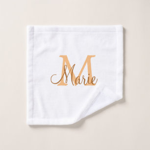 Conjunto De Toalhas simples adicionar nome monograma laranja marrom th