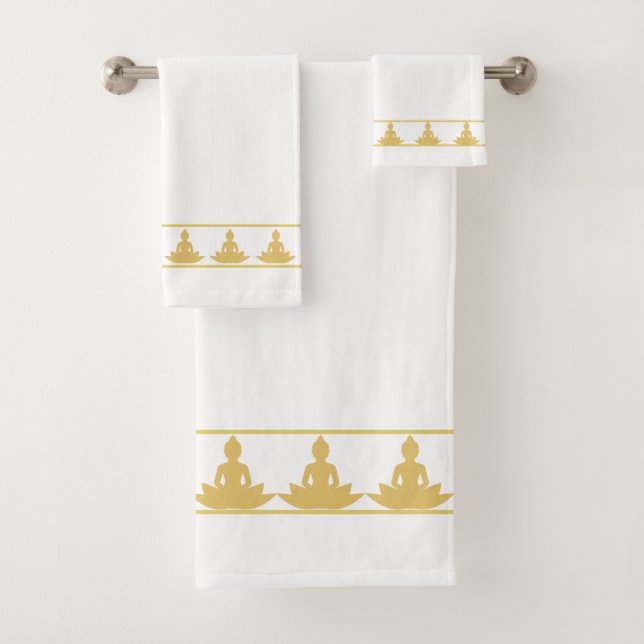 Conjunto De Toalhas Simples, Elegante, Moderno Buda Dourado sobre Bran (Insitu)